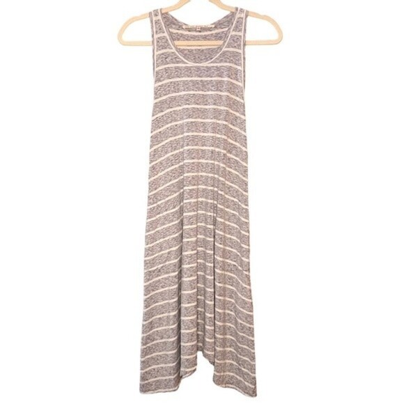 RACHEL Rachel Roy White and Gray Viscose striped Midi Razorback Tank Dress SM - Picture 8 of 12